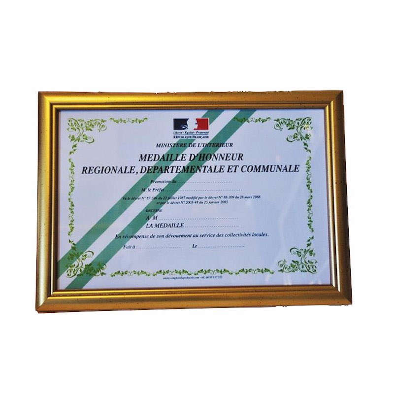 DIPLOME MEDAILLE COMMUNALE - cadre 20x30cm