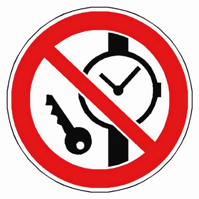 Signalétique articles métalliques ou montres interdits