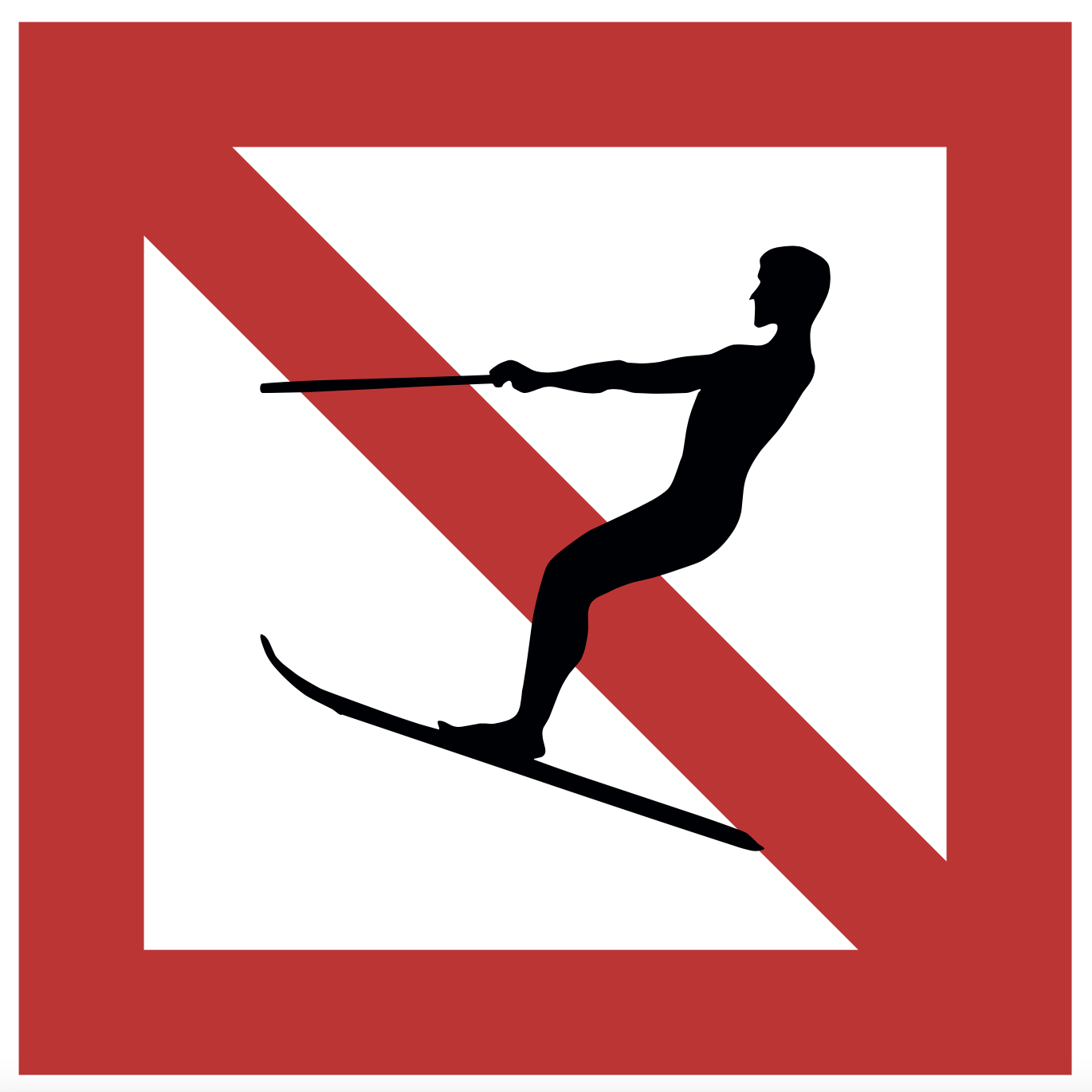 Panneau fluvial A14 "Pratique du ski nautique interdite"